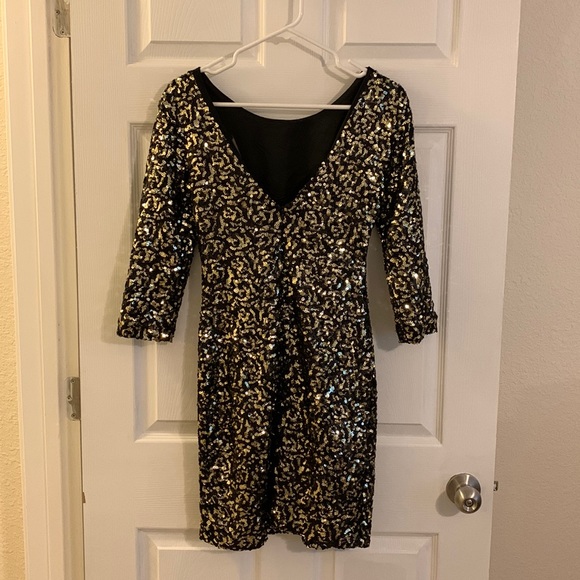 Black and Gold Sequin Dress - Picture 2 of 5